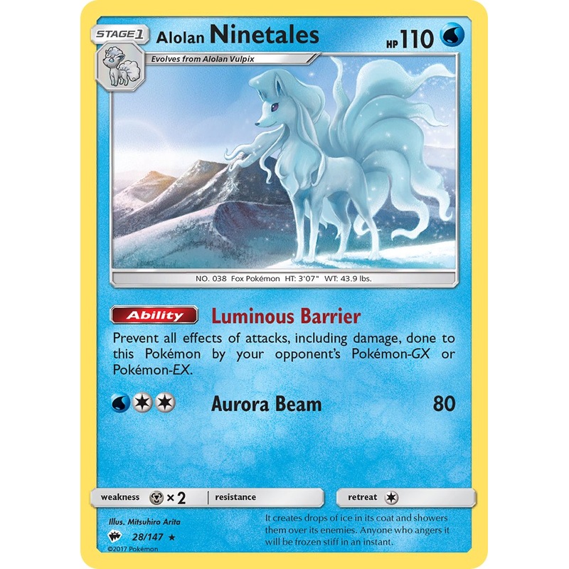 Alolan Ninetales (28/147) (Cracked Ice Holo) (Theme Deck Exclusive) [Sun & Moon: Burning Shadows]