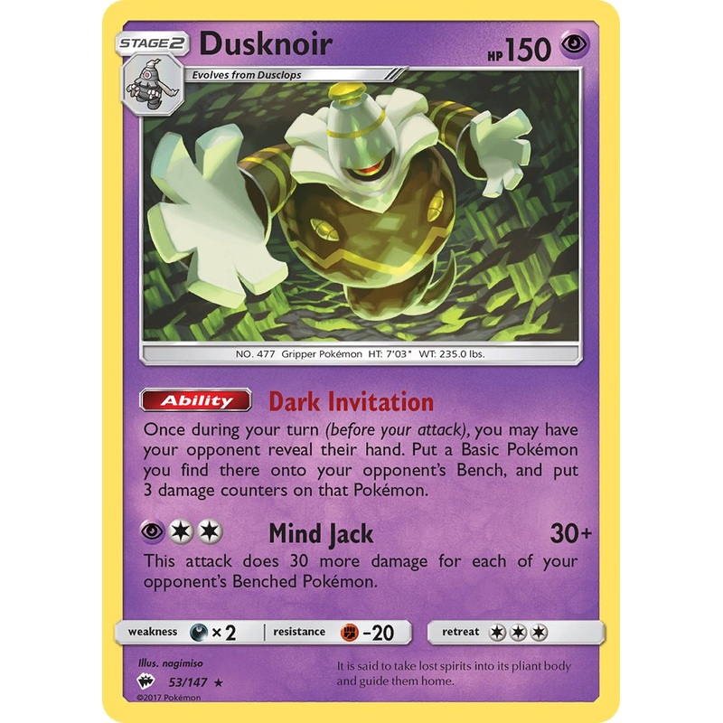 Dusknoir (53/147) (Theme Deck Exclusive) [Sun & Moon: Burning Shadows]