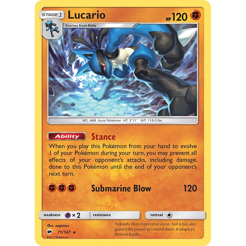 Lucario (71/147) (Theme Deck Exclusive) [Sun & Moon: Burning Shadows]