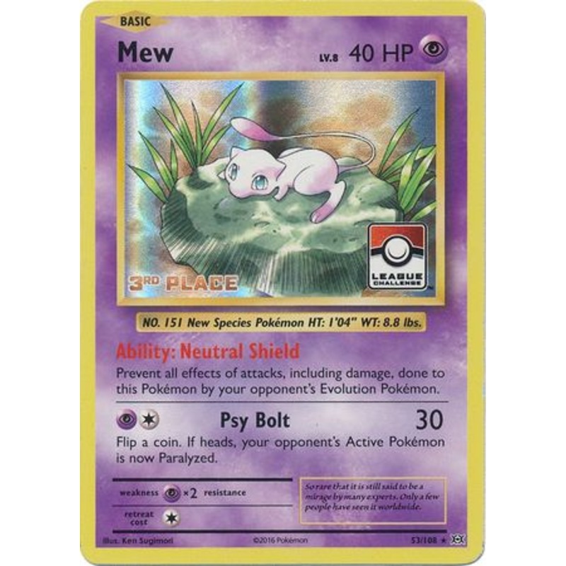 Mew (53/108) (League Promo 3rd Place) [XY: Evolutions]