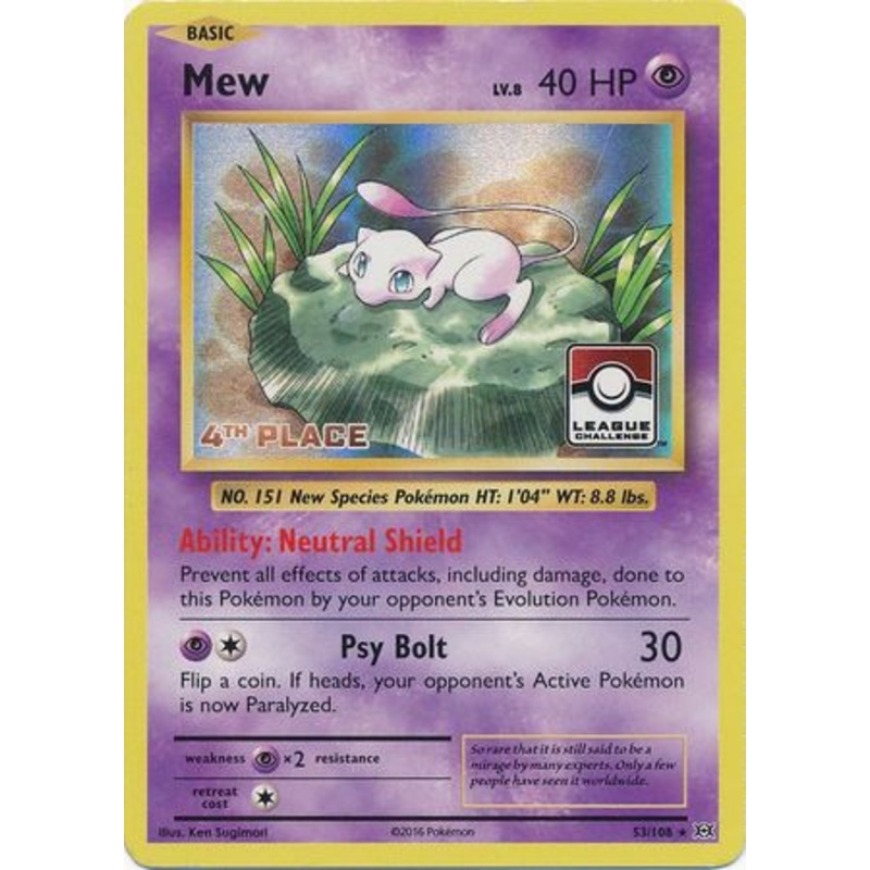 Mew (53/108) (League Promo 4th Place) [XY: Evolutions]