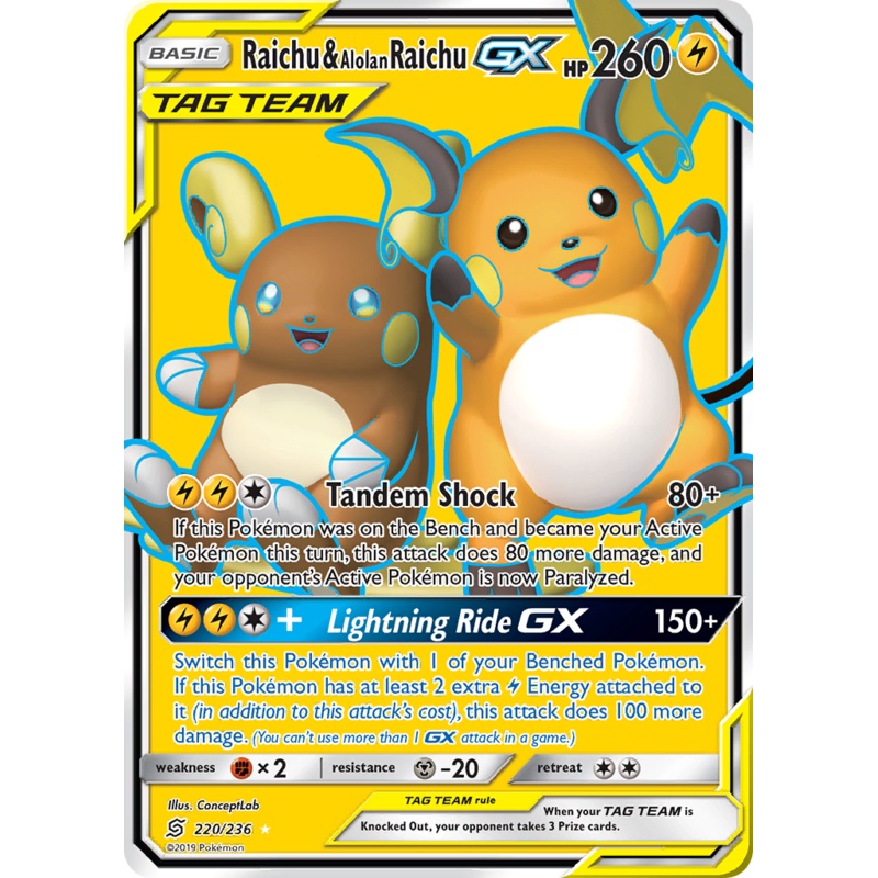 Raichu & Alolan Raichu GX (220/236) [Sun & Moon: Unified Minds]