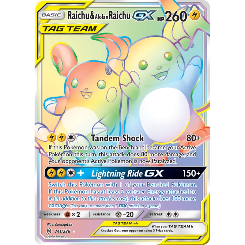 Raichu & Alolan Raichu GX (241/236) [Sun & Moon: Unified Minds]