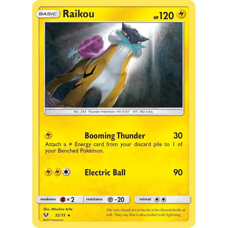 Raikou (32/73) (Lets Play, Pikachu Cracked Ice Holo) (Theme Deck Exclusive) [Sun & Moon: Shining Legends]