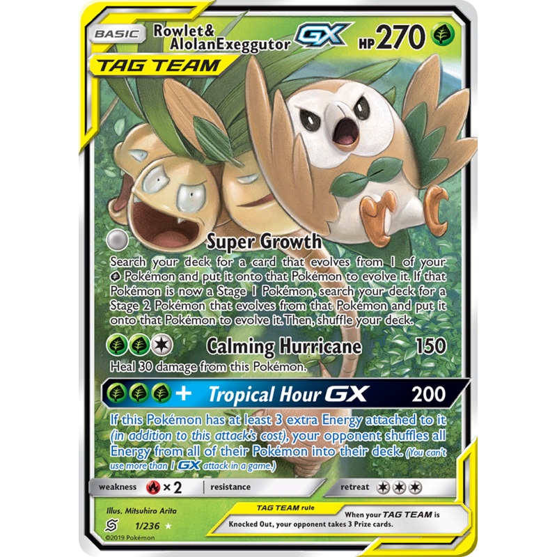 Rowlet & Alolan Exeggutor GX (1/236) [Sun & Moon: Unified Minds]