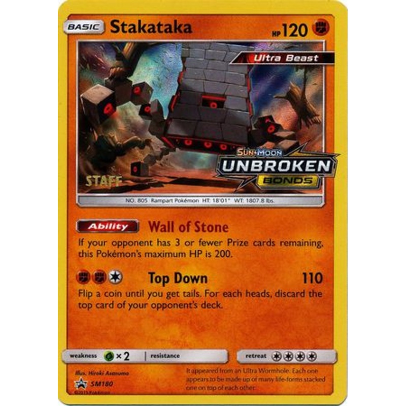 Stakataka (SM180) (Staff Prerelease Promo) [Sun & Moon: Black Star Promos]
