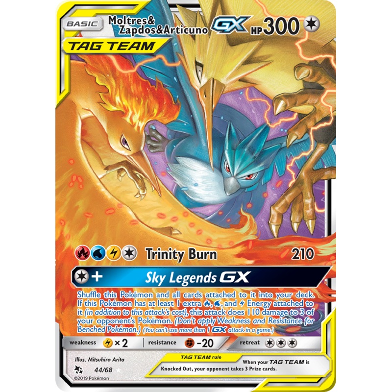 Moltres & Zapdos & Articuno GX (44/68) [Sun & Moon: Hidden Fates]