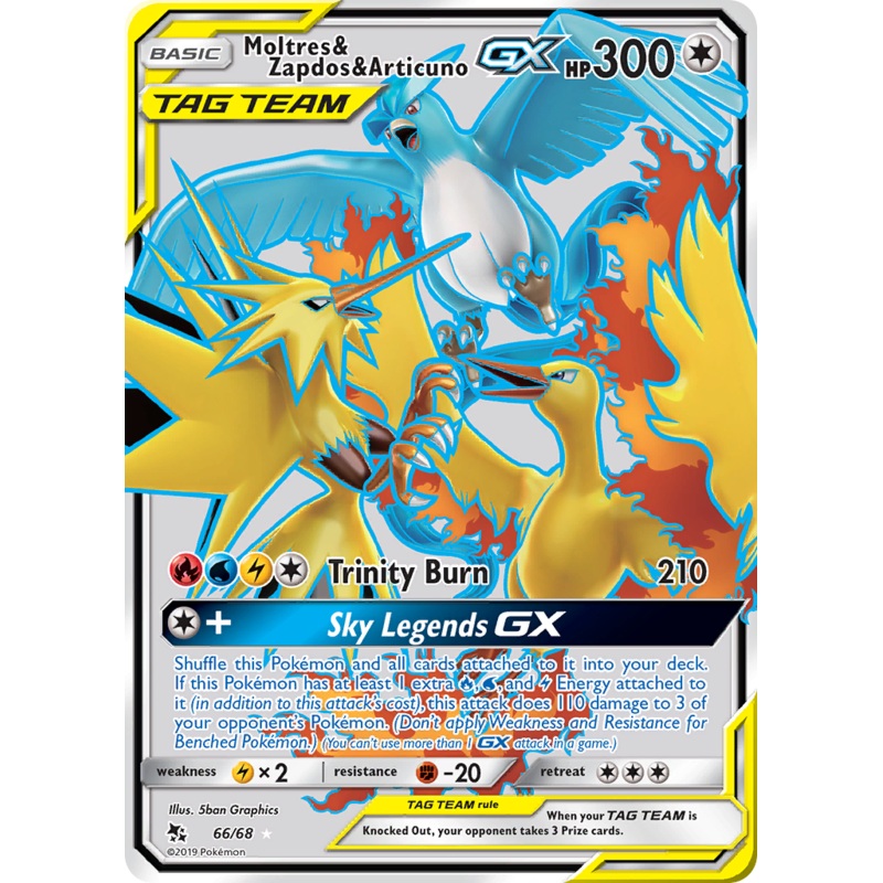 Moltres & Zapdos & Articuno GX (66/68) [Sun & Moon: Hidden Fates]