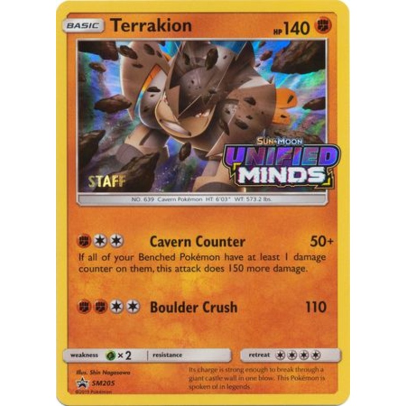 Terrakion (SM205) (Staff Prerelease Promo) [Sun & Moon: Black Star Promos]