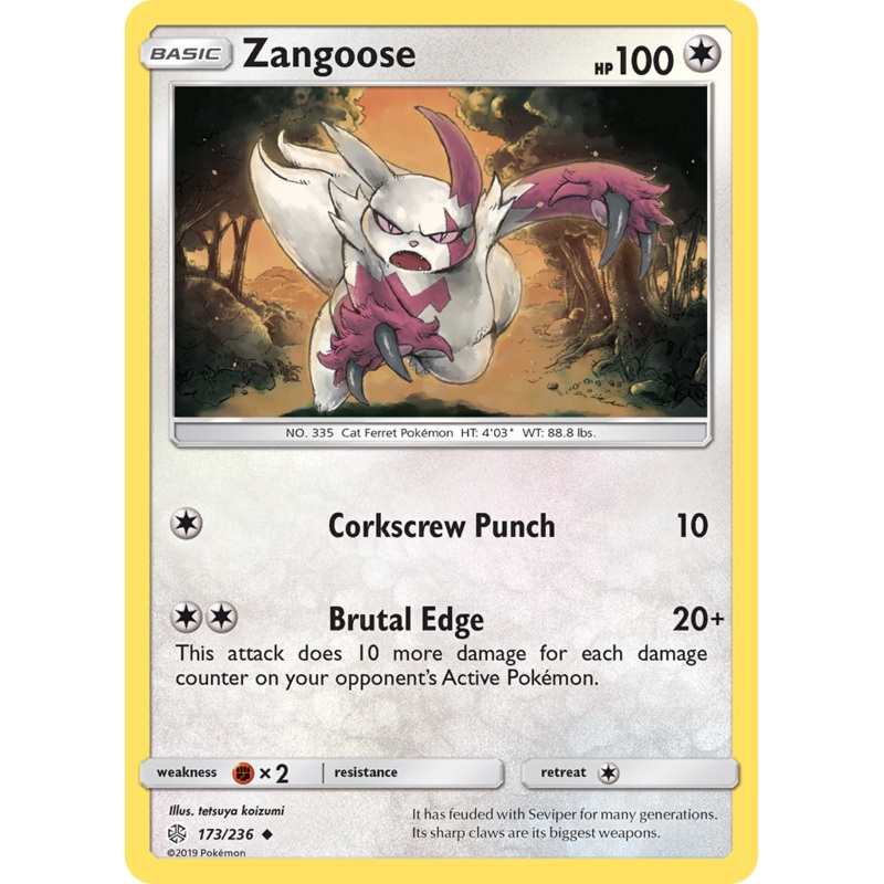 Zangoose (173/236) [Sun & Moon: Cosmic Eclipse]