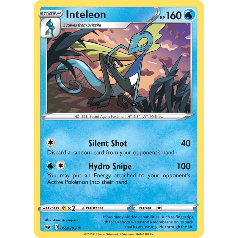 Inteleon (059/202) (Cracked Ice Holo) (Theme Deck Exclusive) [Sword & Shield: Base Set]