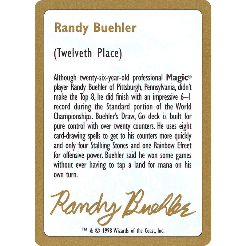 Randy Buehler Bio [World Championship Decks 1998]