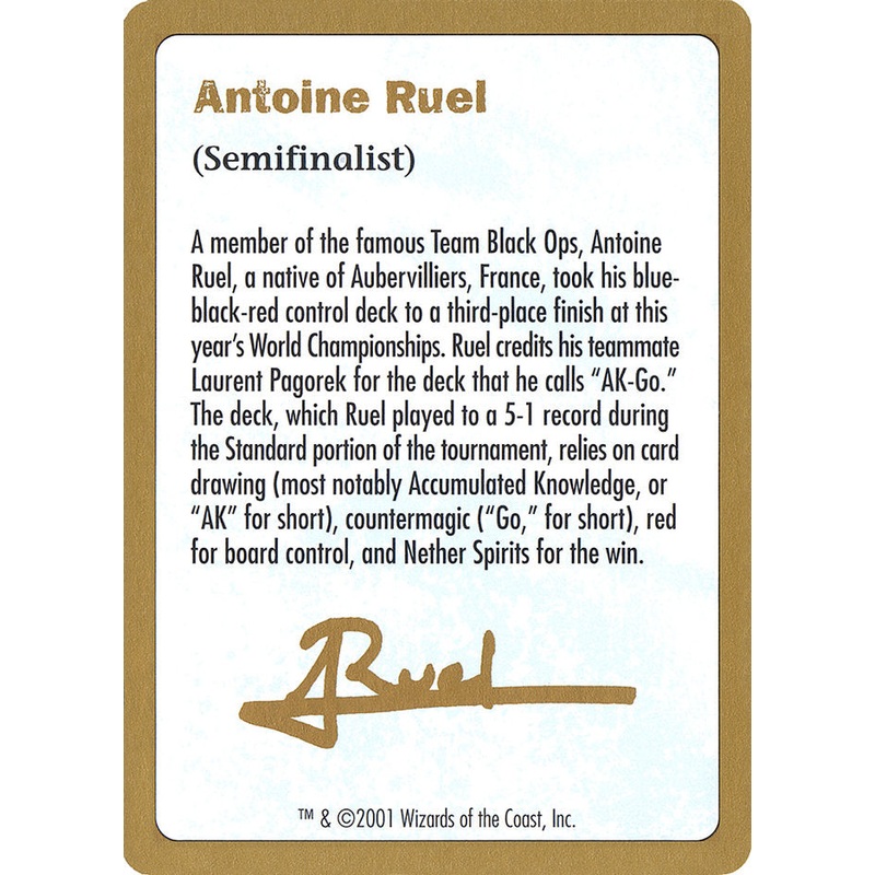 Antoine Ruel Bio [World Championship Decks 2001]