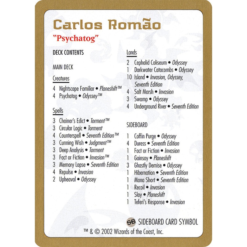 Carlos Romao Decklist [World Championship Decks 2002]