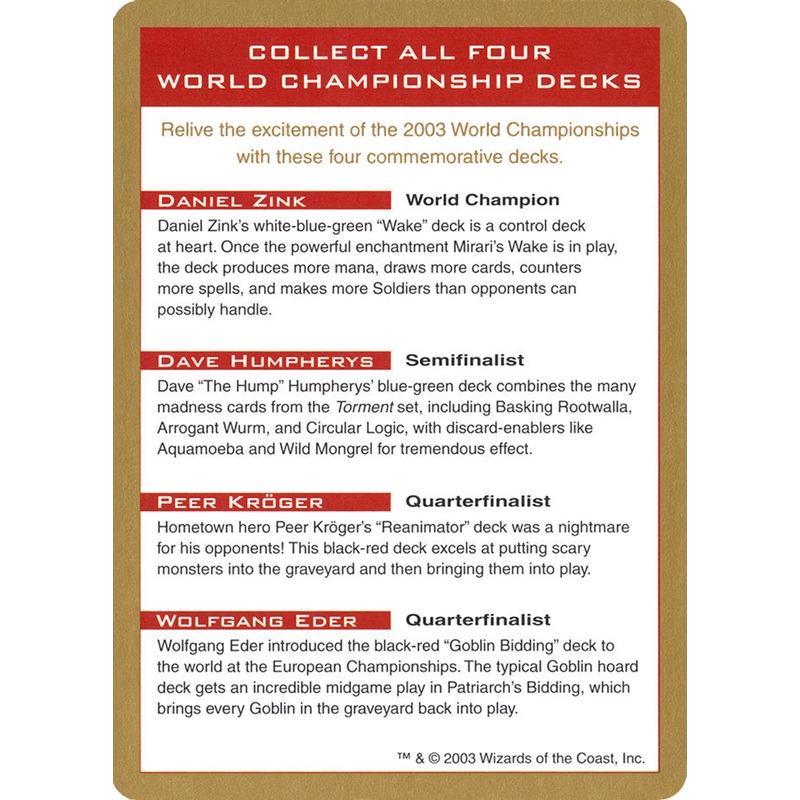2003 World Championships Ad [World Championship Decks 2003]