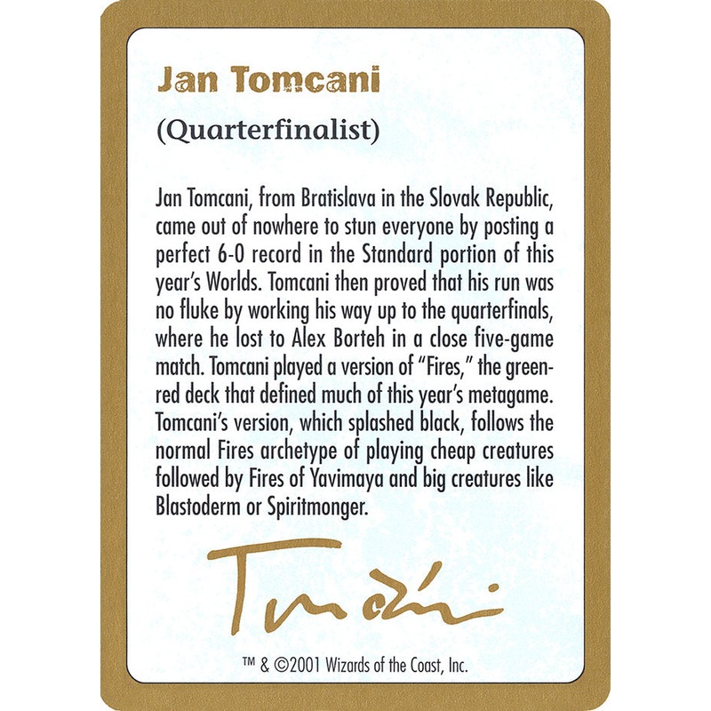 Jan Tomcani Bio [World Championship Decks 2001]