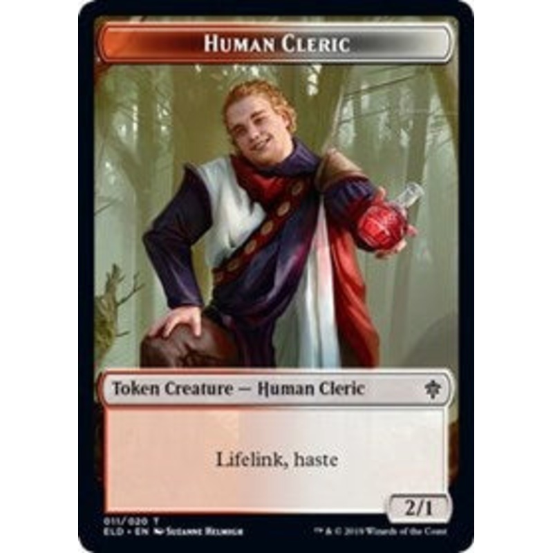 Human Cleric // Food (17) Double-Sided Token [Throne of Eldraine Tokens]