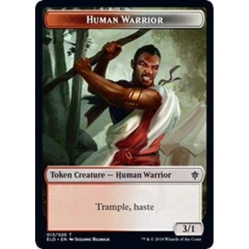 Human Warrior // Food (15) Double-Sided Token [Throne of Eldraine Tokens]