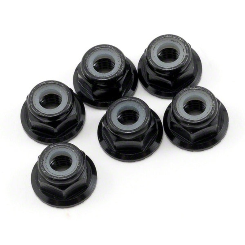 LOSI 4MM SERRATED LOCK NUTS BLACK 6PK