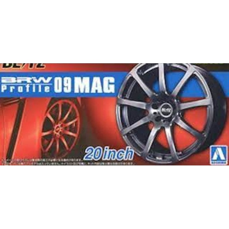 Aoshima 1:24 20 Inch Blitz 09 Mag Rims/Tyres (4)