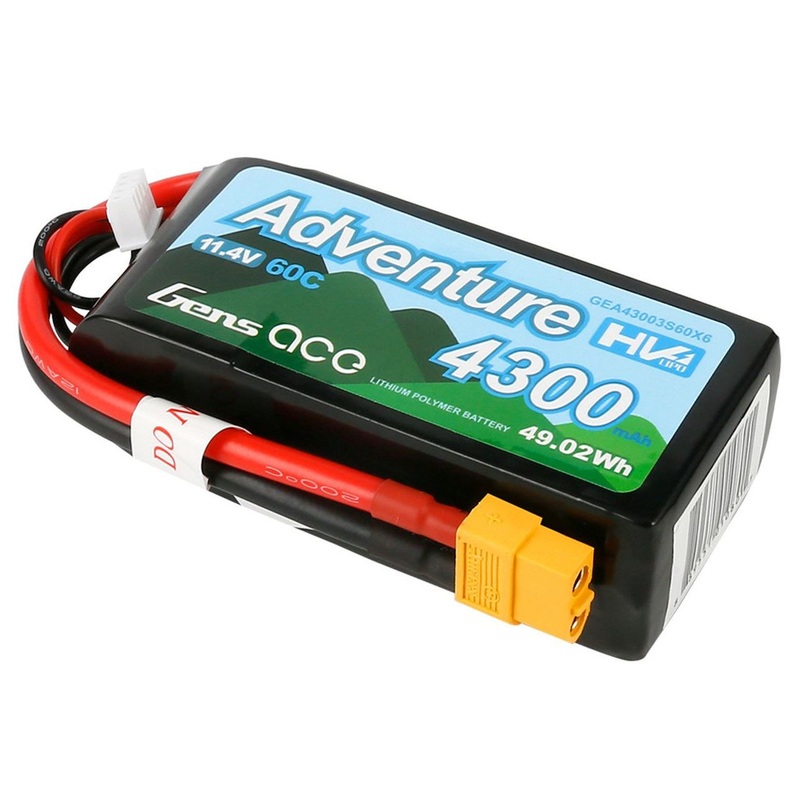 Gens Ace Adventure HV Shorty 4300mAh 3S1P 11.4V 60C Lipo Battery XT60