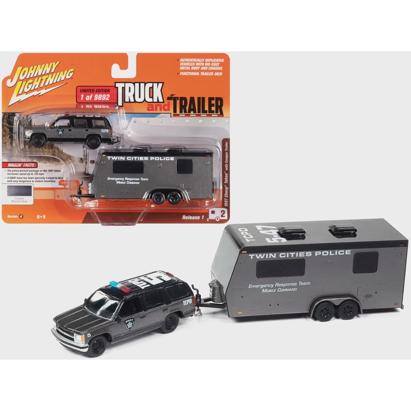 JL 1:64 T&T  '97 Chevy Tahoe & Camper Trailer