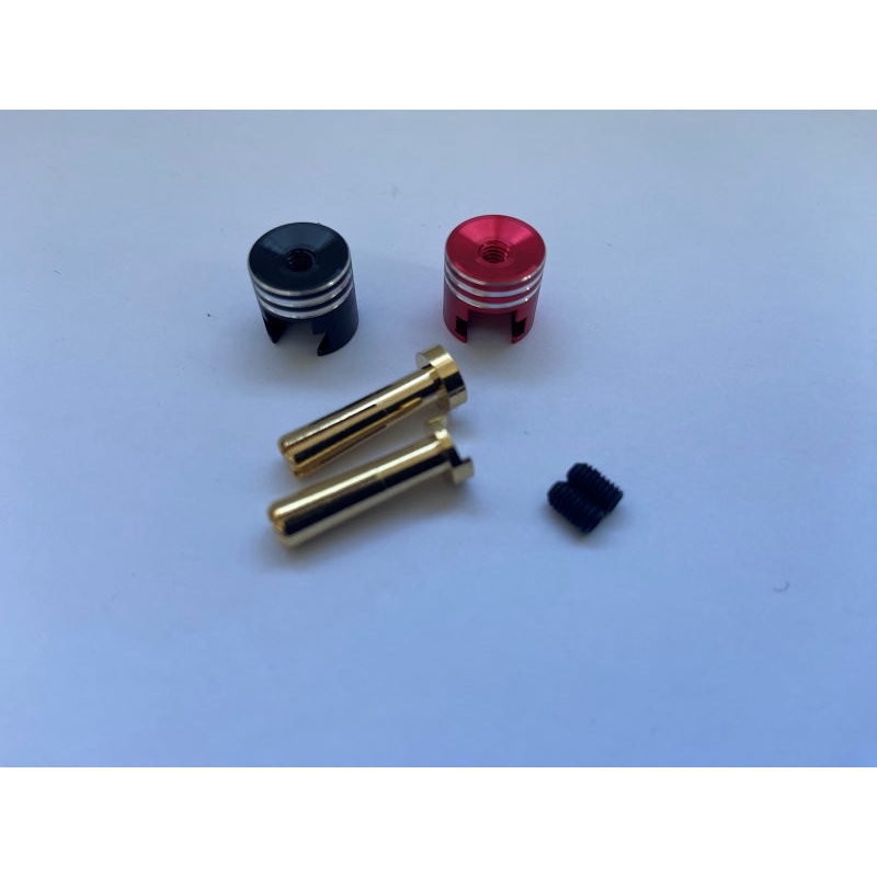 RC Pro Heatsink Bullet Plug Grips with 4mm Bullets (Black/Red)