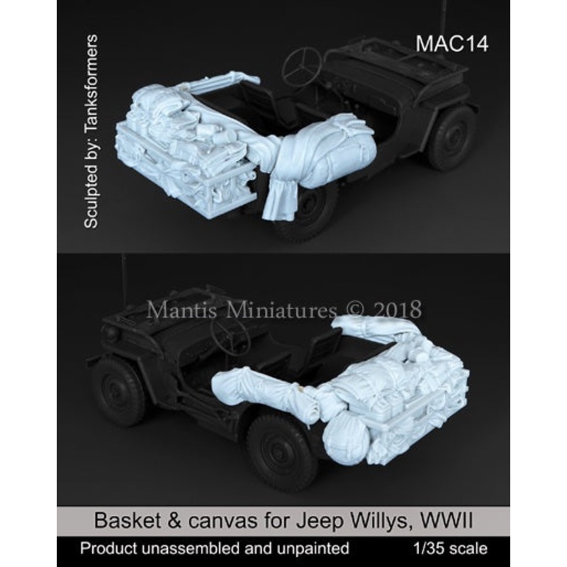 Mantis 1:35 Basket & Canvas for Jeeps Willys WW2 Resin Kit for Tamiya