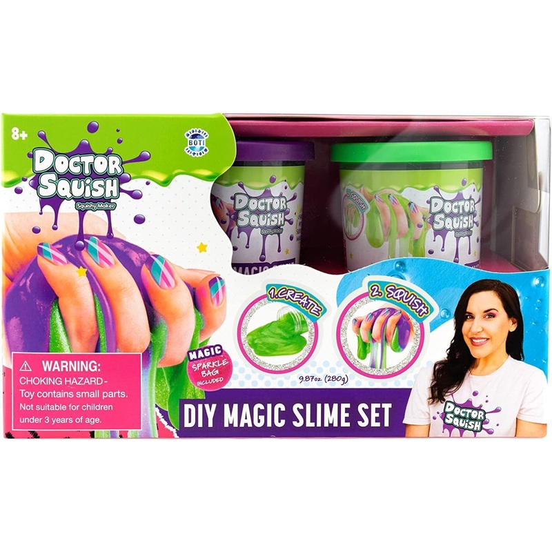DOCTOR SQUISH - DIY MAGIC SLIME DOUBLE SET - GREEN AND PURPLE - 240 GRAMS