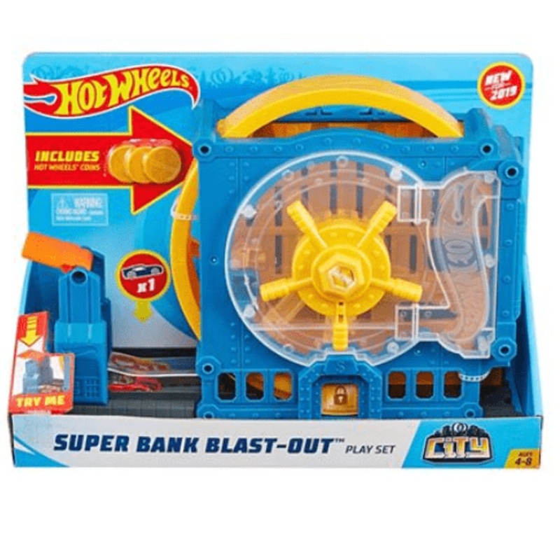 Hotwheels City Super Sets Play Set Asst Super Bank Blast Out - Yellow