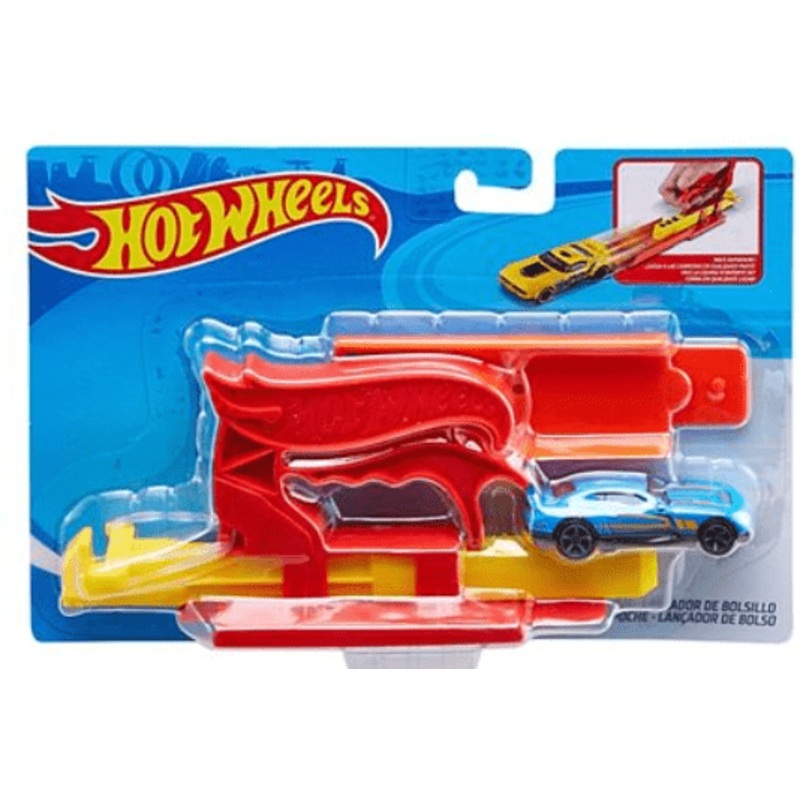 Hotwheels Pocket Launcher & Car Ast - Red