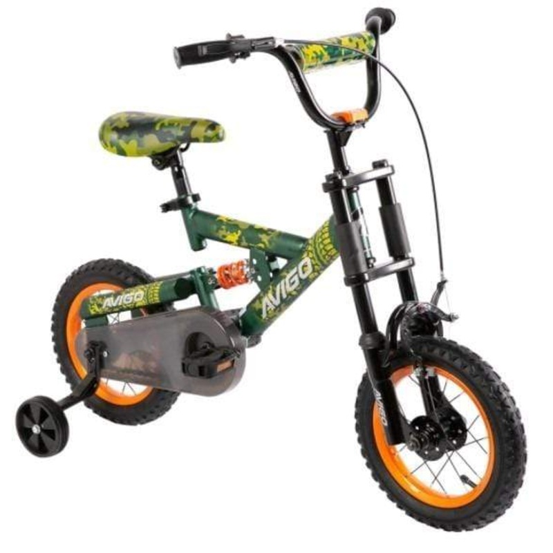 Avigo Camouflage Bike with Dual Suspension (12 in, Green)