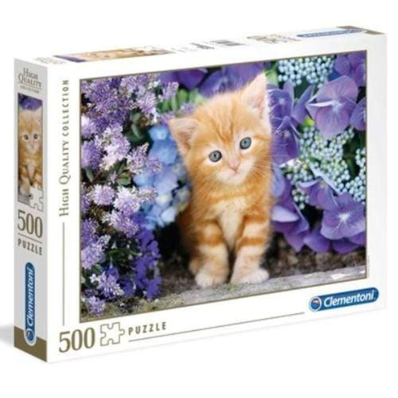 Clementoni - Adult Puzzle Ginger Cat In Flowers 500pcs