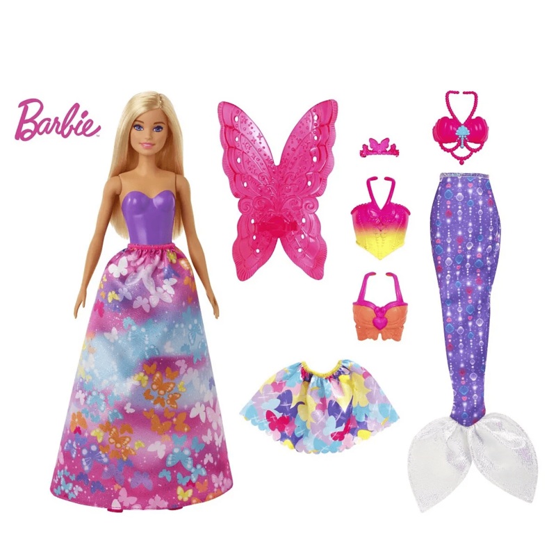 Barbie Dreamtopia Dress Up Doll Gift Set Blonde with 3 Fashions