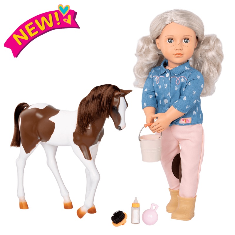 Our Generation 18-inch Doll Yanira & Horse Foal
