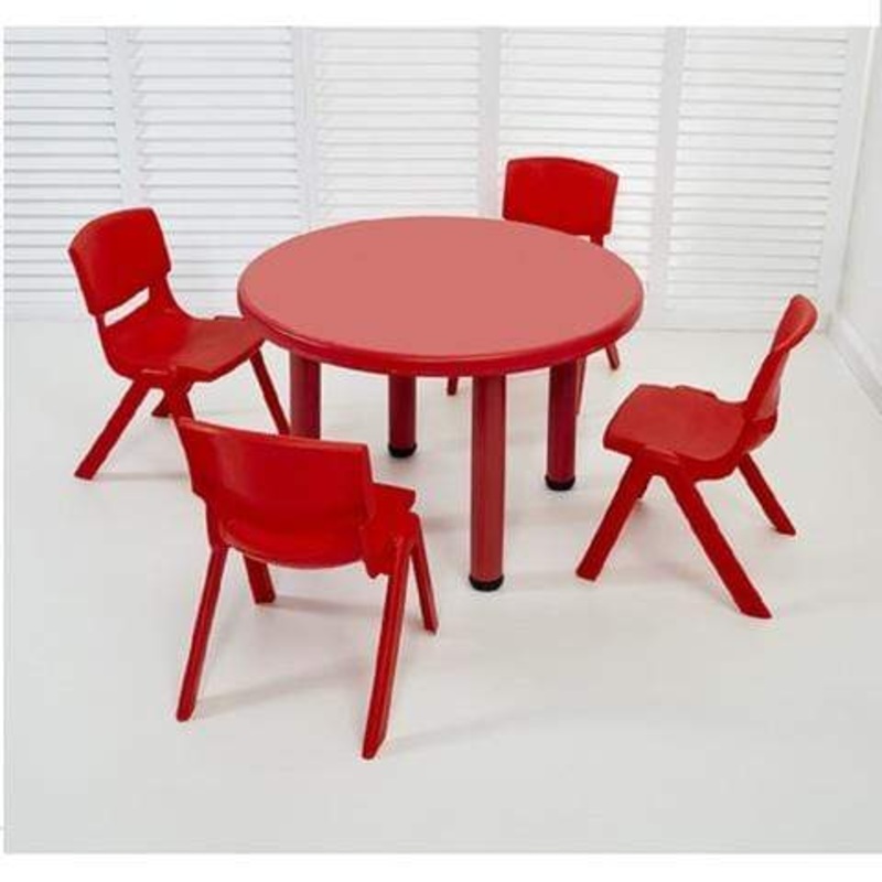 Round Table And 4 Chairs For Kids Red