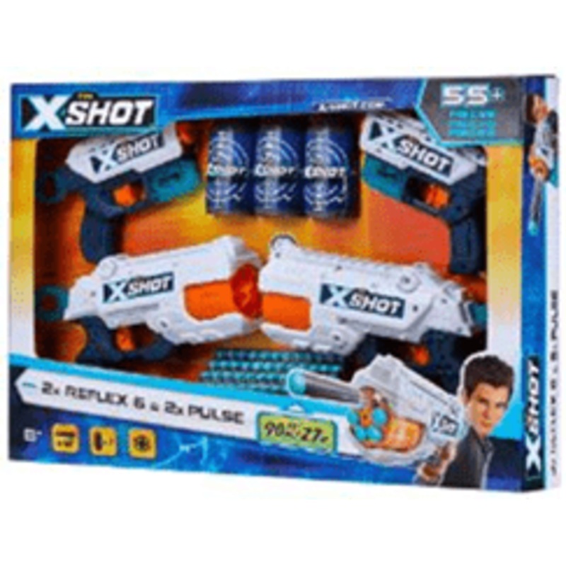 X-Shot Excel - Combo Pack (2  Kickback,2 REFLEX 6, 3Cans,48Darts)