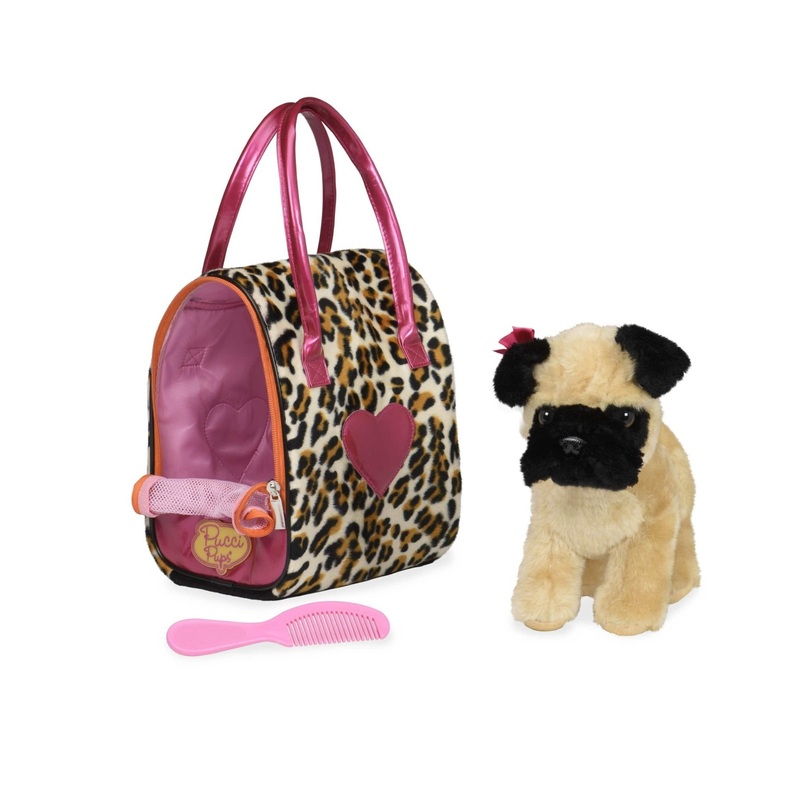 Pucci Pups Leopard Plush Glam Bag & Pug