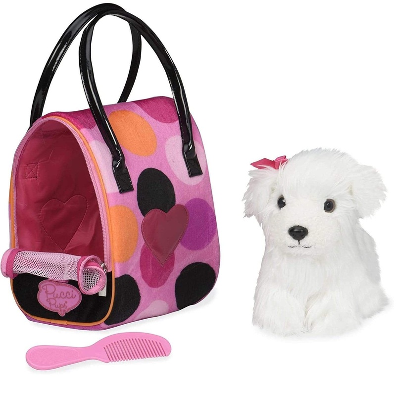 Pucci Pups - Pink & Black Spot Print Glam Bag W/Maltese