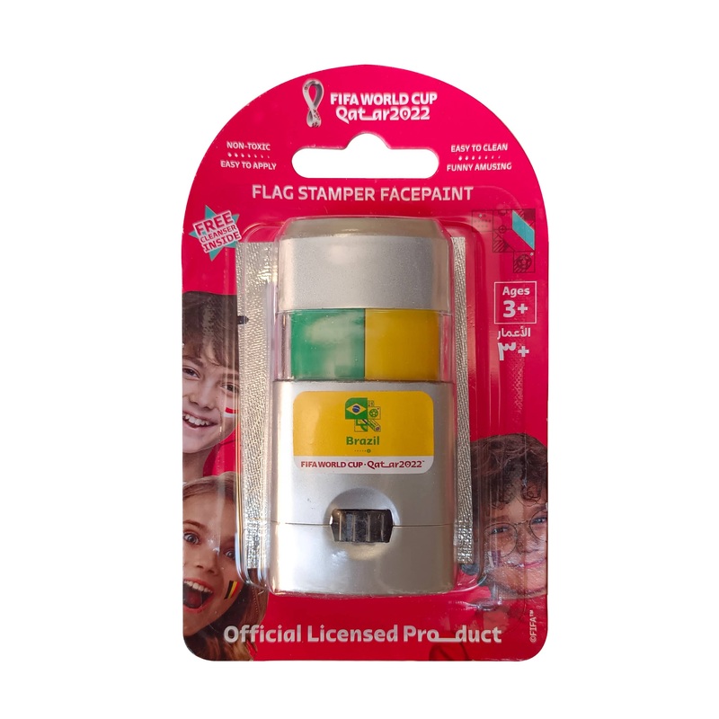 FIFA Flag Stamper Non Toxic | Flag Face Paint with Free Removing Cream - Brazil
