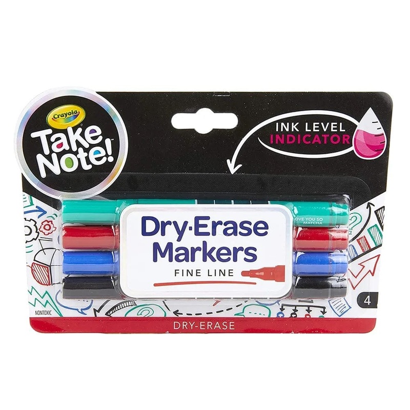 Crayola - Low Odor Dry Erase Markers, Fine Tip, Pack of 4