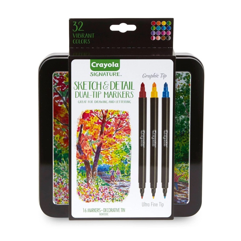 Crayola - Signature Sketch & Detail Dual Ended Markers, 16 Count