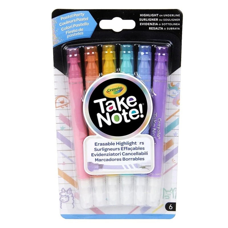 Crayola - Take Note! Erasable Highlighters 6pcs - Pastel Party