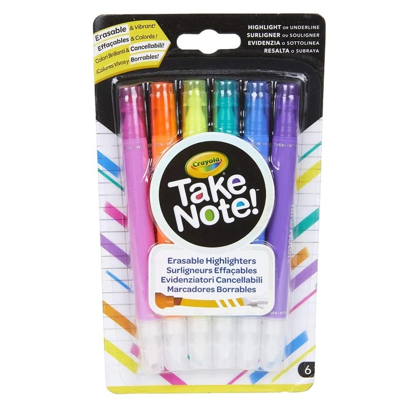 Crayola - Take Note! Erasable Highlighters, Pack of 6