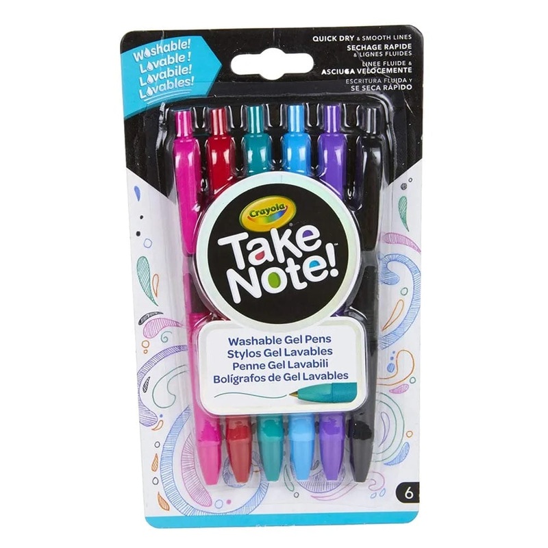 Crayola - Take Note! Washable Gel Pens, Pack of 6
