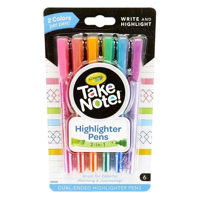 Crayola - Take Note! Write & Highlight Pens, Pack of 6