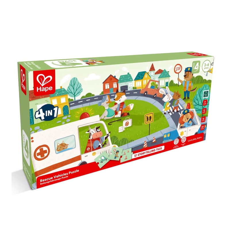 Hape Rescue Vehicles Puzzle ( 80 x 20cm)
