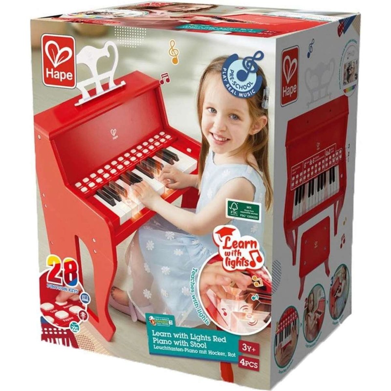 Hape Learn with Lights Red Piano with Stool