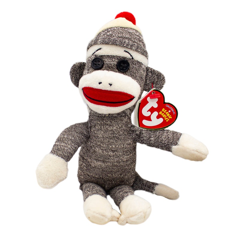 Ty Beanie Baby: Grey Sock Monkey
