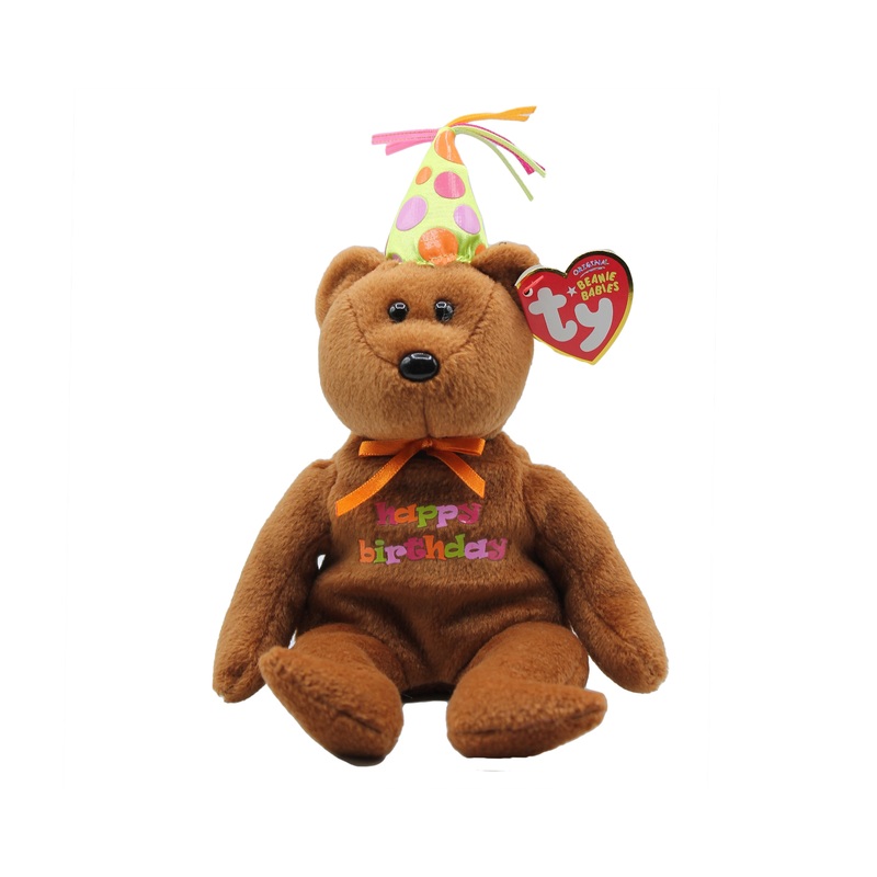 Ty Beanie Baby: Happy Birthday the Teddy Bear - Green Hat